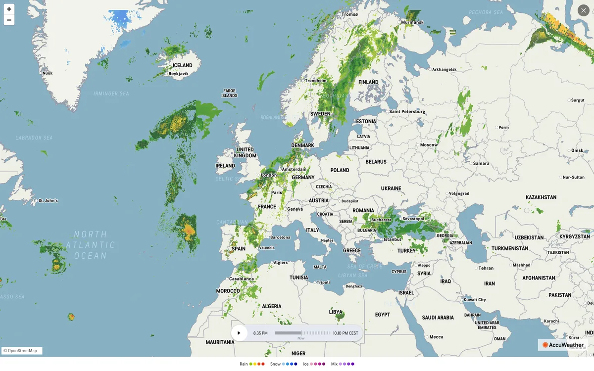 The map in AccuWeather