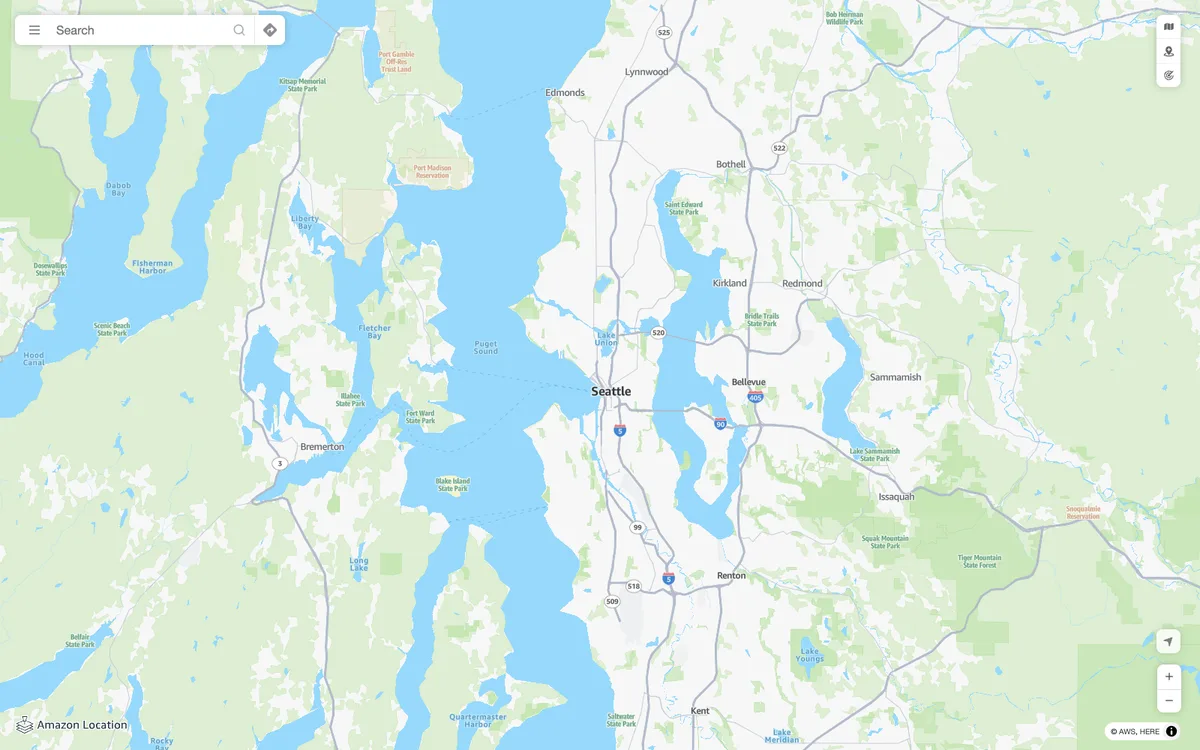 The map in Amazon Location Service