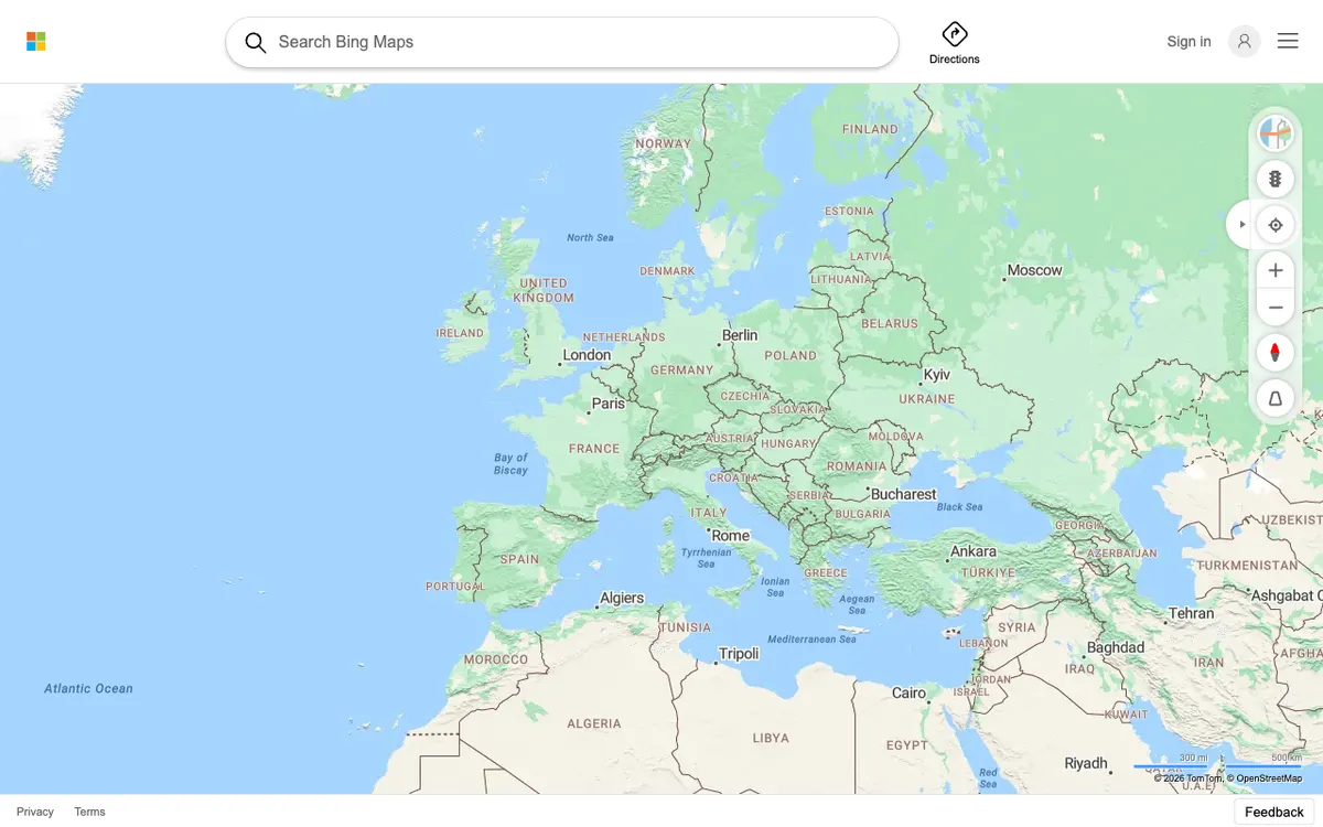 The map in Bing Maps
