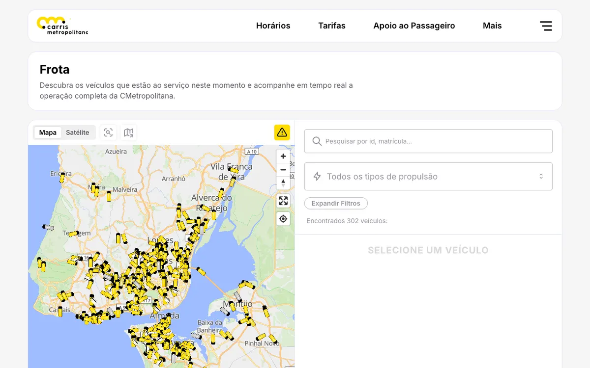 The map in Carris Metropolitana