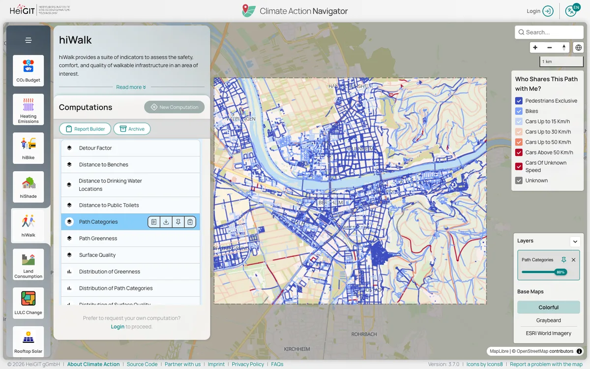The map in Climate Action Navigator