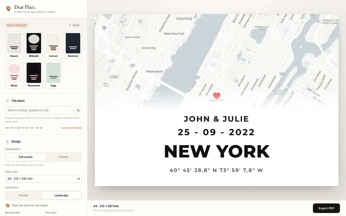 The map in Dear Place