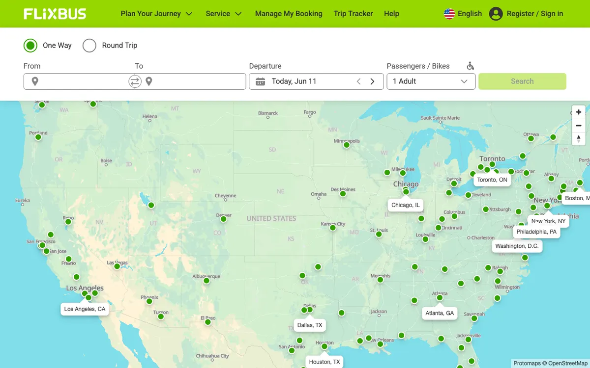 The map in FlixBus