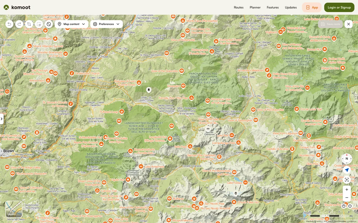 The map in Komoot