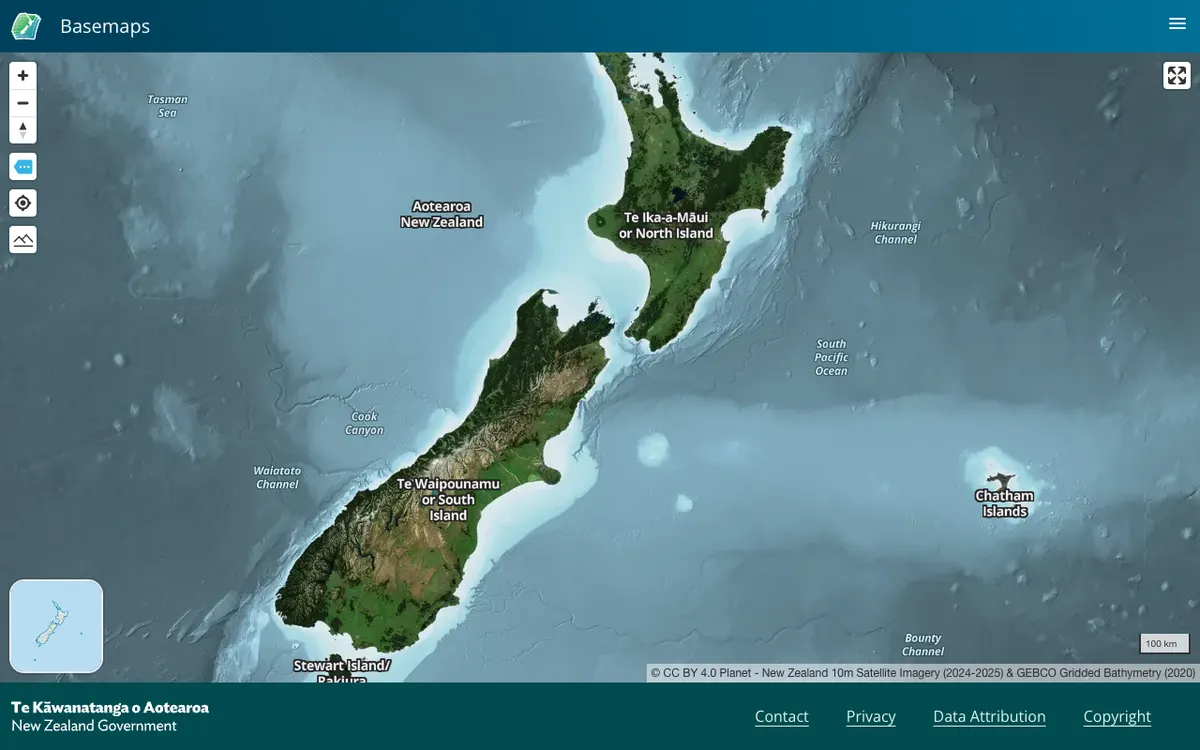 The map in LINZ Basemaps