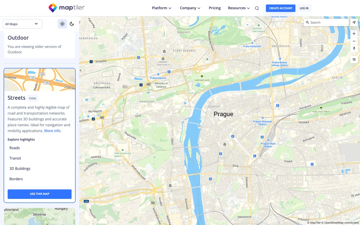 The map in MapTiler Cloud & SDK JS