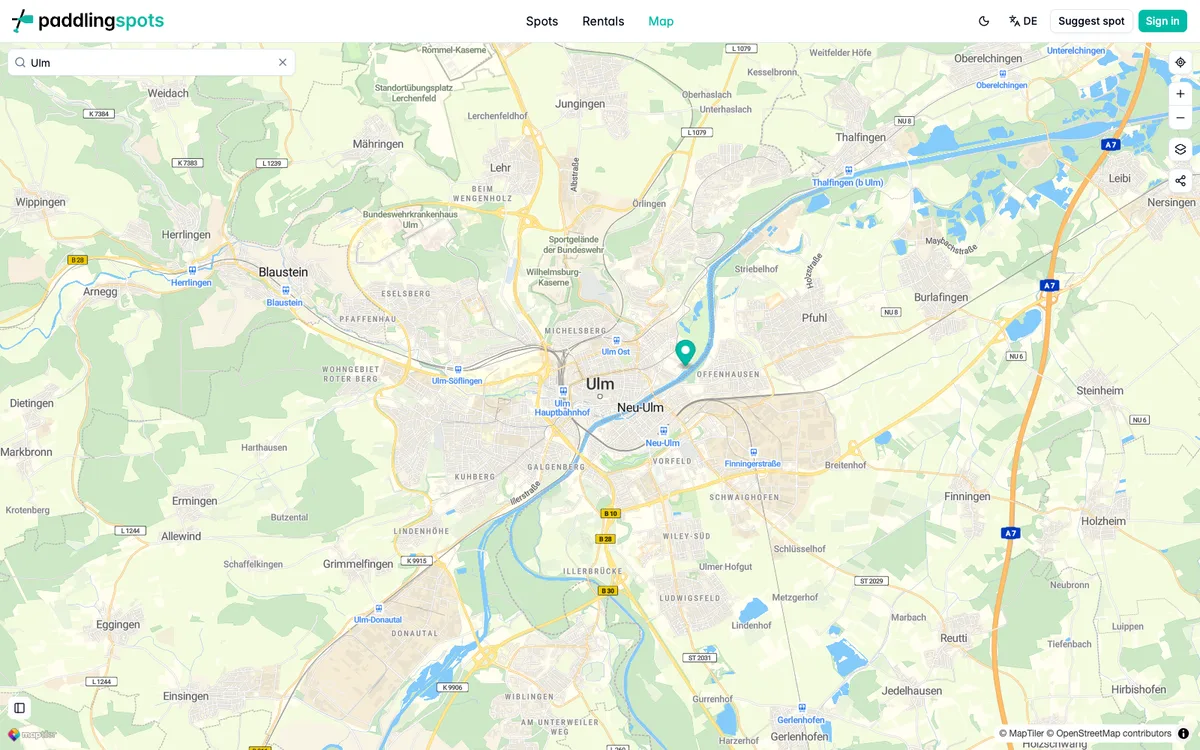 The map in Paddling Spots