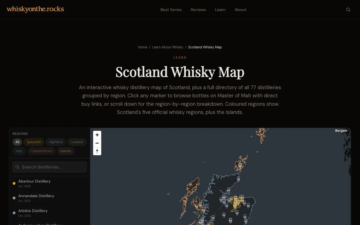 The map in Scotland Whisky Map