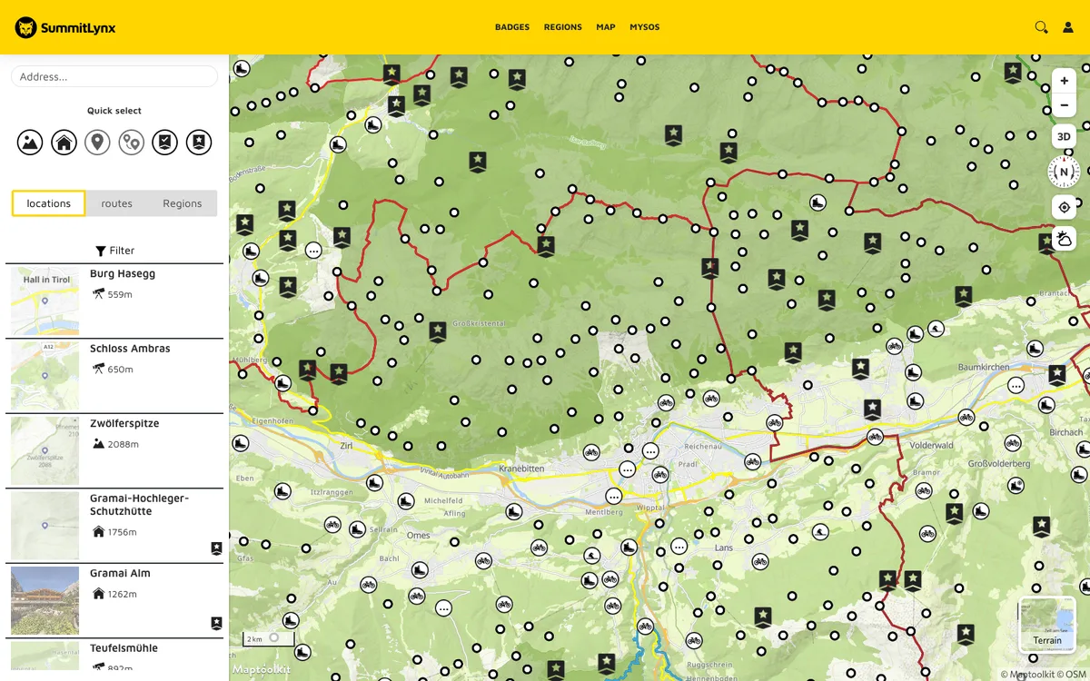 The map in SummitLynx