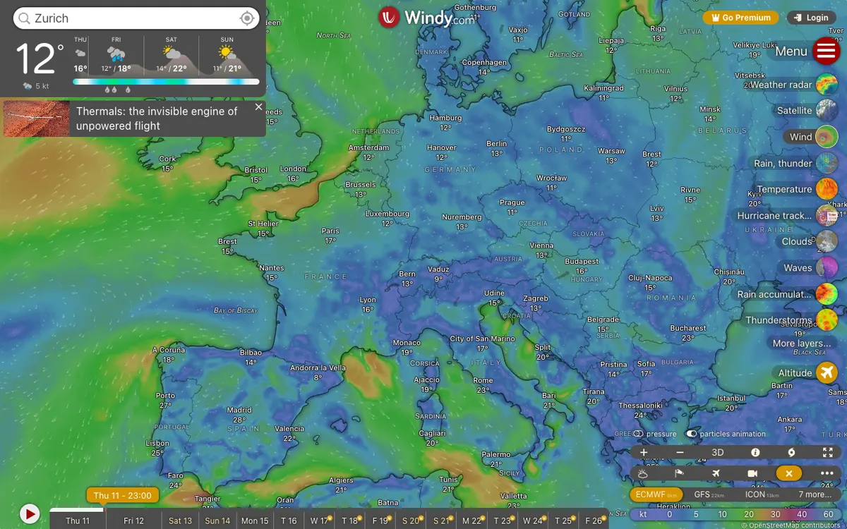 The map in Windy.com