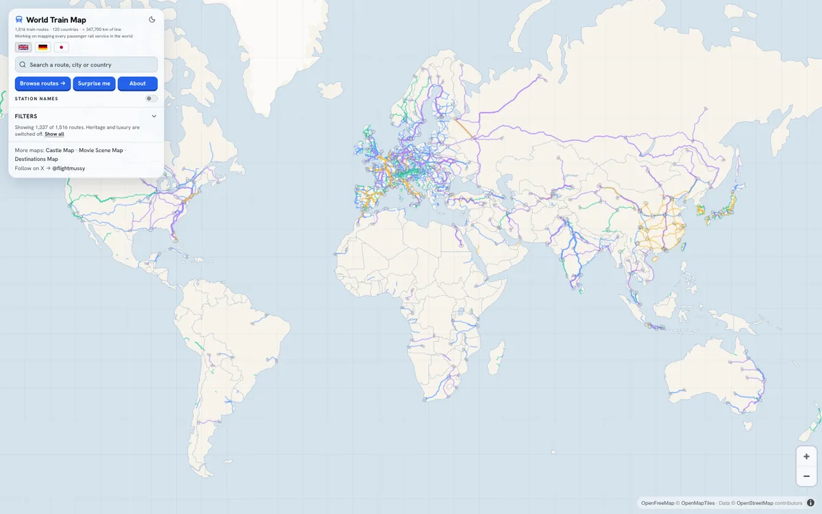 The map in World Train Map