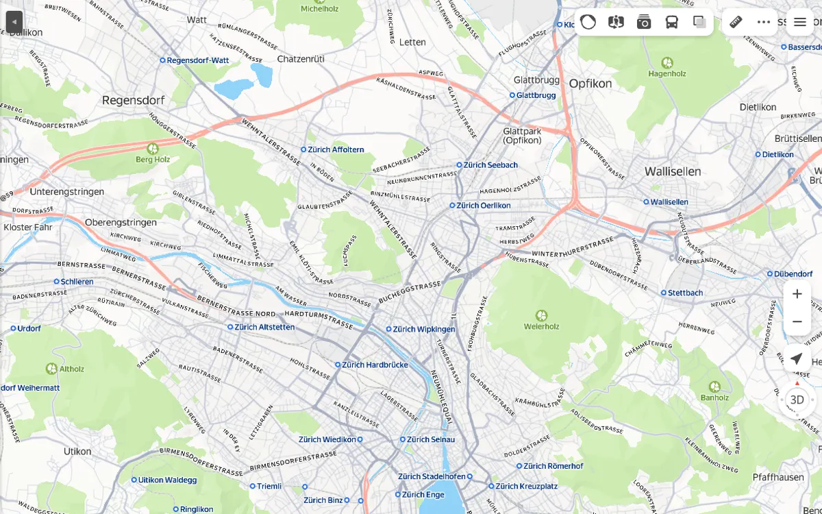 The map in Yandex Maps